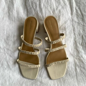 Reformation Assunta Leather Strappy Block Heel Mule Sandal Heels Cream Ivory